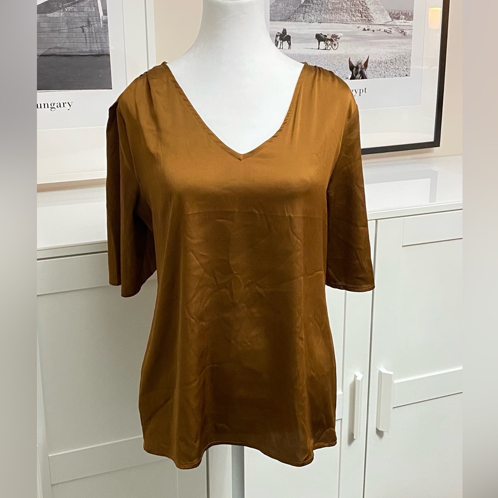 Copper v-neck top.